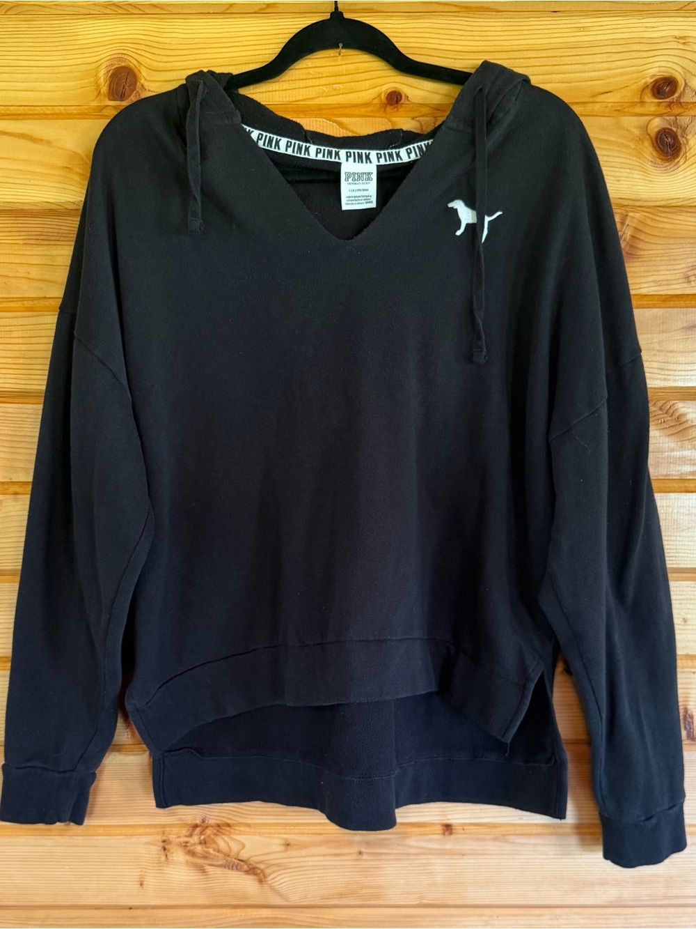 Victoria's Secret PINK Black V-Neck Hoodie Sweater